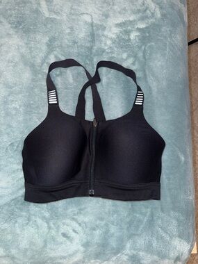 Under Armour Black Front-Zip Sports Bra with Molded Cups